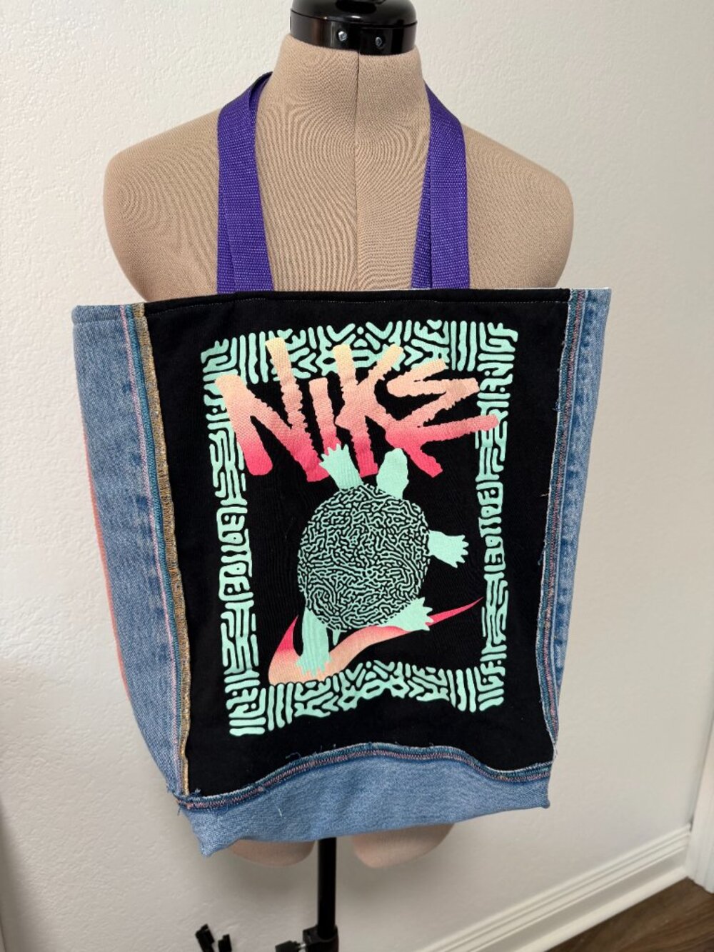Neon Nike Rush Tote Bag | Handmade